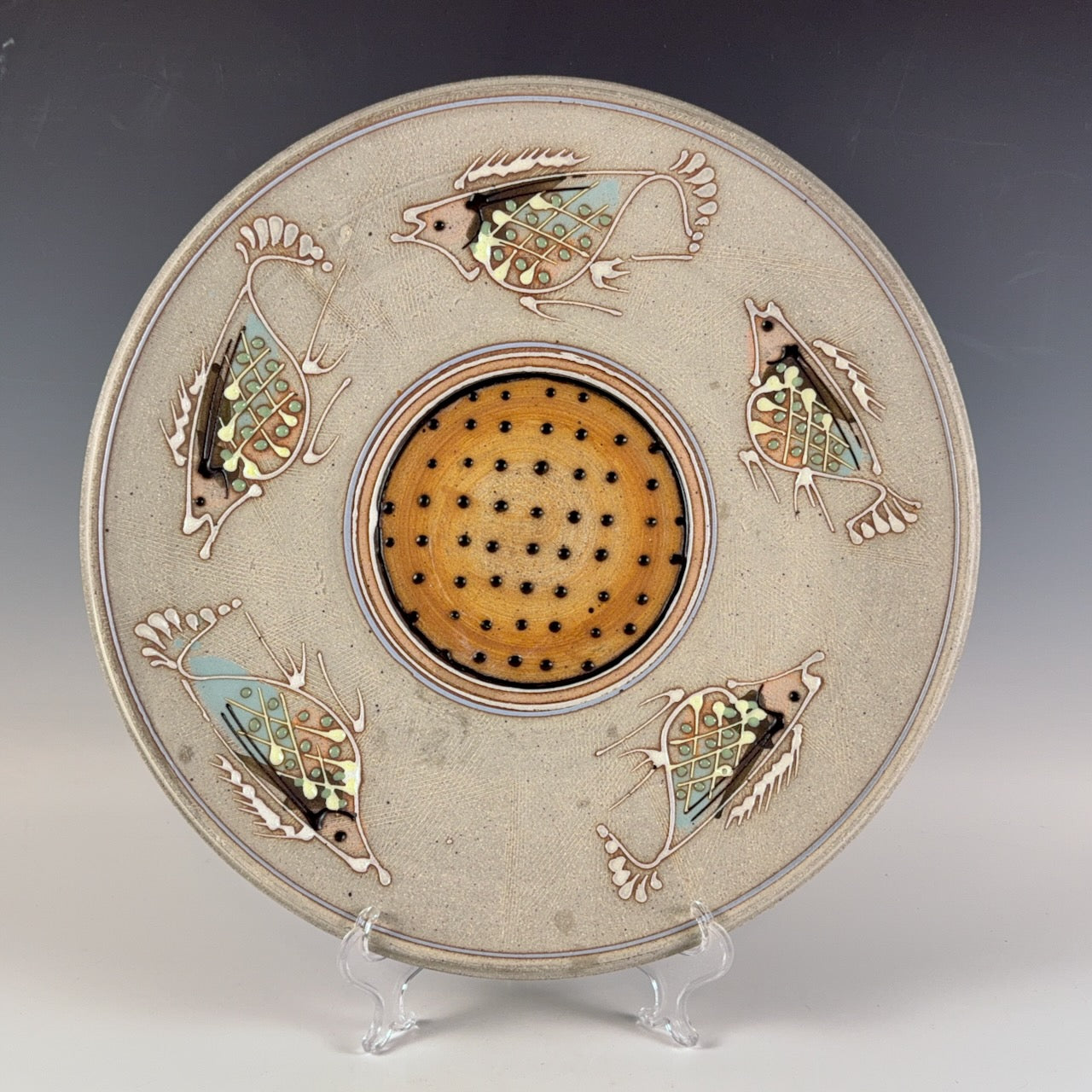 Donn Hedman large platter with fish motif