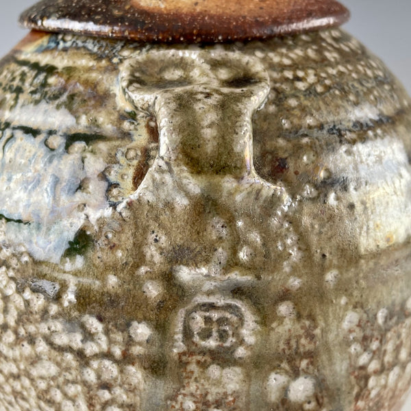 Byron Temple salt fired lidded jar